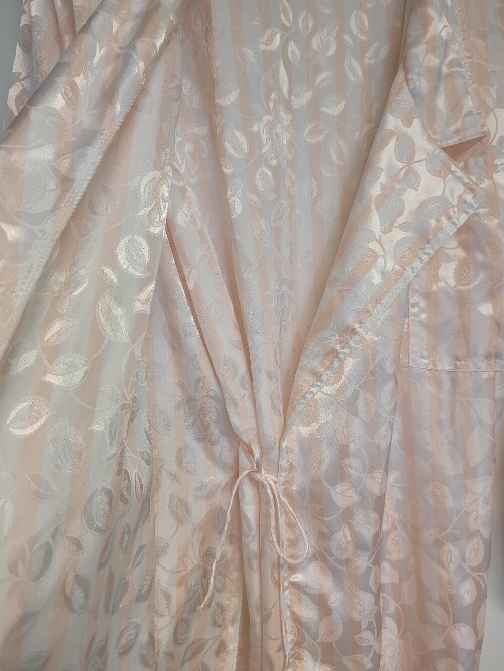 Vintage Christian Dior Pink Satin Jacquard Lounge Robe Housecoat Size L - Picture 11 of 13